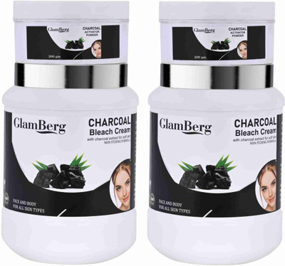 Glamberg Herbal Charcoal Bleach Cream With Activator 1 kg x 2(2000 g)