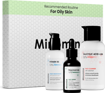 Minomine Gamechangers Skincare Routine Kit for Oily Skin, Unisex | Cleanser, Serum & Moisturizer | Combo Set(3 Items in the set)