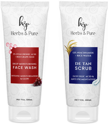 Herbs and Pure Daily Skincare Combo - Deep Moisturising Face Wash and De-Tan Scrub(2 Items in the set)