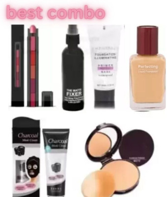 lately BEST COMBO OF FIXER PRIMER COMPACT FOUNDATION 5IN1 LIPSTICK & CHARCOAL MASK(6 Items in the set)