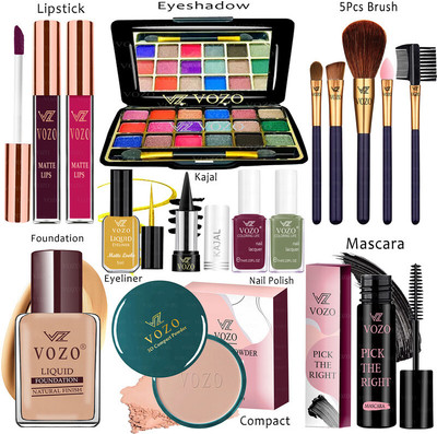 VOZO Makeup Combo Kit One-stop Beauty Package for Beginners and Professionals KT-120(15 Items in the set)