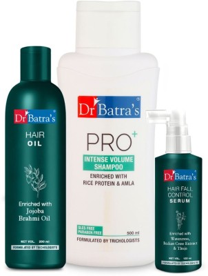 Dr Batra's Hair Fall Control Serum-125 ml, Pro+ Intense Volume Shampoo - 500 ml and Hair Oil - 200 ml(3 Items in the set)