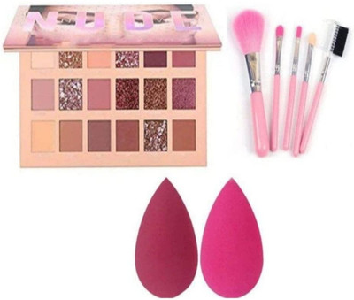 Mehaay cosmetics 18 color Eyeshadow with 5 pcs brushes ,sponge 2(3 Items in the set)
