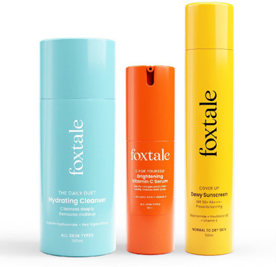 Foxtale Spot Reduction Trio | Cleanser + Vitamin C Serum + Dewy Sunscreen(3 Items in the set)