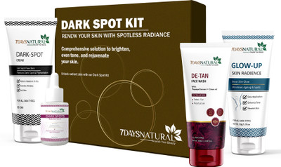 7 Days Dark Spot pigmentation Acne De Tan wrinkle Removal Kit with dark spot cream serum , vitamin c face wash & skin radiance cream(4 Items in the set)