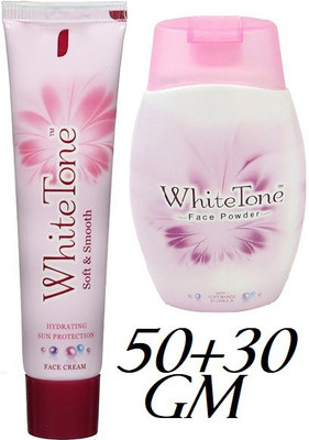 White Tone SOFT&SMOOTH SKIN BRIGHTNING FACE CREAM 50GM*1+FACE POWDER 30GM*1PCS(2 Items in the set)