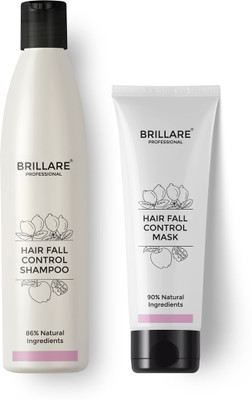 BRILLARE Combo of Hair Fall Control Shampoo & Hair Fall Control Hair Mask, Reduce Seasonal Hair Fall, Soy Protein, Vital Plants, Paraben-Free(2 Items in the set)