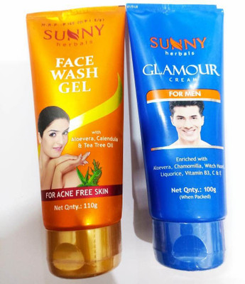 SUNNY TEA& TREE OIL FACE WASH+GLAMOUR CREAM FOR MEN COMBO PACK(2 Items in the set)
