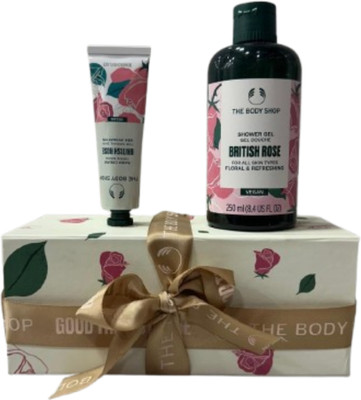 Body Shop BRITISH ROSE SHOWER GEL AND HAND CREAM GIFT SET BOX(2 Items in the set)