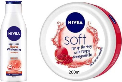NIVEA Pomegranate 200ml cream and Cell Repair 75ml lotion with SPF 15 Set of 2(275 ml)