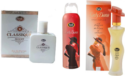 MONET 1 CLASSIQUE PERFUME 50ML , 1 LADY DIANA DEODORANT 150ML , 1 LDY DIANA PERFUME 30ML. PACK OF 3.(2 Items in the set)