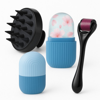 Lustrevine 3-in-1 Skincare & Haircare Combo – Derma Roller + Ice Face Roller + Scalp Massager Brush(3 Items in the set) Lustrevine 3-in-1 Skincare & Haircare Combo – Derma Roller + Ice Face Roller + Scalp Massager Brush(3 Items in the set)