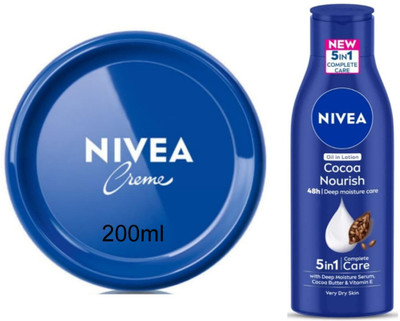 NIVEA Cocoa Nourish Lotion 200ml & Cream 200ml (Pack of 2)(400 ml)