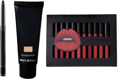 SUBHMUN Kajal & Face & Body Foundation & The Set of 12 Limited Edition Liquid Matte Lipstick(3 Items in the set)