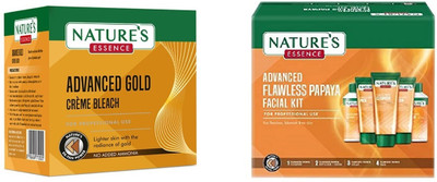 Nature's Essence Advanced Gold Crème Bleach 525gm & Flawless Papaya Facial Kit 230gm(2 Items in the set)