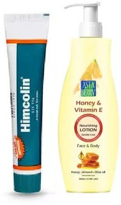 HIMALAYA Himcolin Gel (30 g ) + Honey & Vitamin E Body Lotion, 300ml (2 Items in the set)