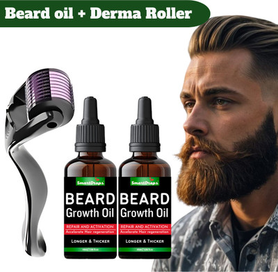 smartdrops Beard Oil for Patchy and Uneven Beard & Derma Roller 0.5 mm For Scalp & Beard(2 Items in the set)