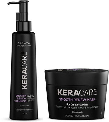 Godrej Professional Smooth Renew Shampoo,250ml and Mask,200g |For Dry & Frizzy hair | Enriched with Macadamia Oil & Wheat Protein(2 Items in the set)