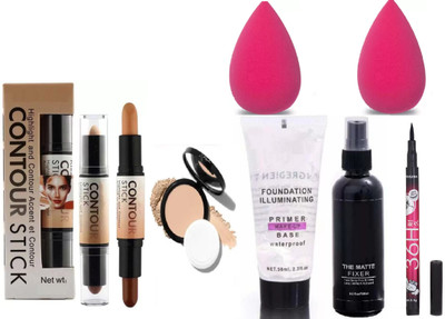 SHEFFO Beauty 3D Contour Stick Highlighter , Primer & Makeup Fixer+ Compact Po(7 Items in the set)