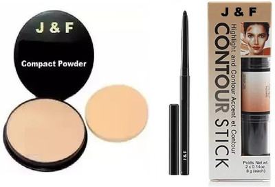 Zailie Face Compact Powder, Kajal , Contour Stick(3 Items in the set)