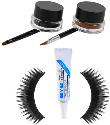 RTB Black and Brown Gel Eyeliner with Eyelash and Eyelash Glue(3 Items in the set)