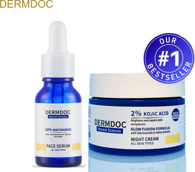 DermDoc Kojic Acid Night Cream & Niacinamide for Flawless Glow(2 Items in the set)