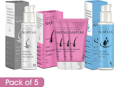 Namyaa Intimate Care Therapy Set- Intimate lightening serum| Intimate Wash With Tea Tree |Hair Removing Cream(5 Items in the set)