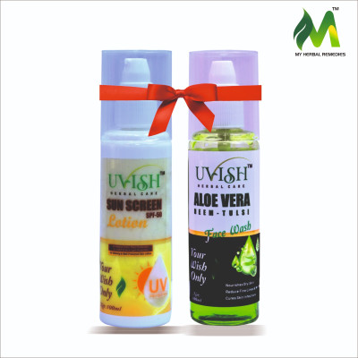 Uvish FACE CARE COMBO (ALOEVERA NEEM FACE WASH + SUNSCREEN LOTION(2 Items in the set)