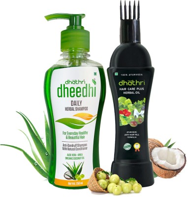 Dhathri Hair Fall Combo with Hair Fall Control Oil & Mild Shampoo for Daily Use(Hair care plus oil-100ml, Daily herbal shampoo-250ml)(2 Items in the set)