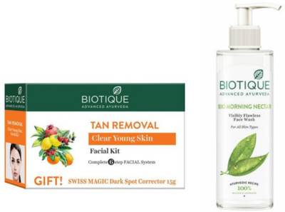 BIOTIQUE Tan Removal Facial Kit & Morning Nector Face Wash 200 ml (2 Items in the set)
