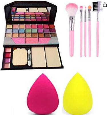 GMG Makeup Eyeshadow Kit + 5 Pcs Makeup Brush + 2 Pc Blender Puff Combo - Multicolor(3 Items in the set)