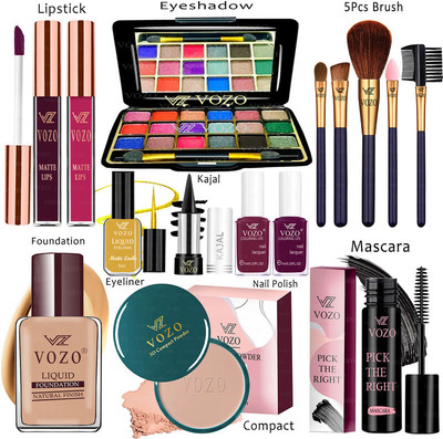 VOZO Makeup Combo Kit One-stop Beauty Package for Beginners and Professionals KT-308(15 Items in the set)