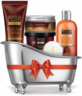 Bryan & Candy Cocoa Shea Tub Kit, Gift Set For Women And Men, Complete Home Spa Experience(4 Items in the set)