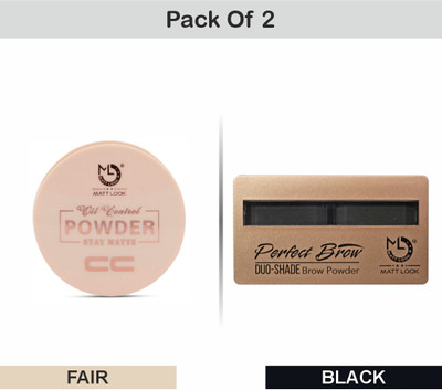 MATTLOOK CC Stay Matte Oil Control Powder Compact+Perfect Duo-Shade Enhancer Brow Powder(2 Items in the set)