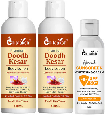 CHITAAKSH Doodh Kesar Body Lotion and Advanced Sunscreen Whitening Cream(2 Items in the set)