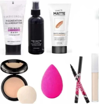mkldsrh waterproof fixer with primer foundation blender 36 h concealer & compact powder for face make up kit(7 Items in the set)