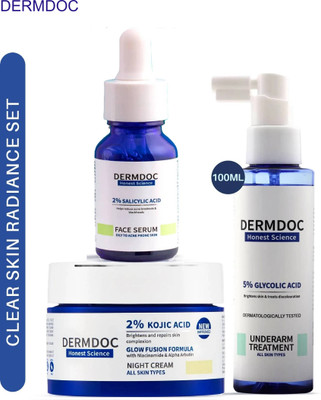 DermDoc Kojic Face Glow Pack: Cream + Spray + Serum(3 Items in the set)
