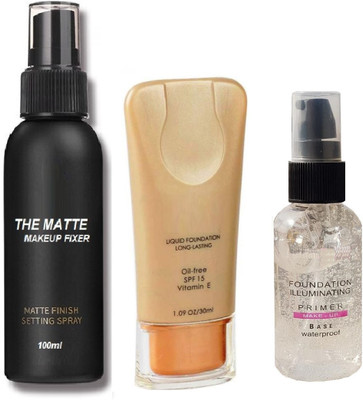 REIMICHI MAKEUP COMBO KIT, Most Beautiful Trending Fixer combo with Primer Foundation Luxury Primer(3 Items in the set)