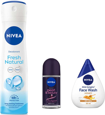 NIVEA Fresh Natural Deo PB Black 50ml Roll On Honey 50ml F Set of 3pc(3 Items in the set)