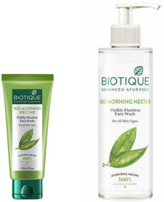 BIOTIQUE Morning Nectar Face Scrub 50gm & Morning Nectar Face Wash 200 ML(2 Items in the set)