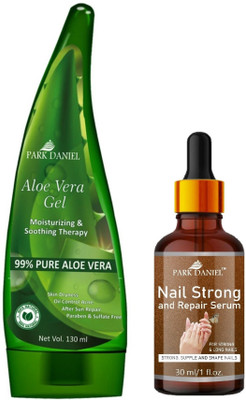 PARK DANIEL Multipurpose Aloe Vera Gel 130ML & Nail Strong and Repair Serum 30ml(2 Items in the set)
