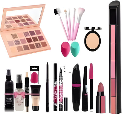 TUMR 18 MULTICOLOR EYESHADW PALLETE WITH ALL IN ONE FACE MAKEUP COMBO PACK(20 Items in the set)