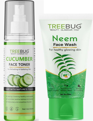 TREE BUG Cucumber Mist Toner 100ml || Neem Face Wash 50ml||(2 Items in the set)