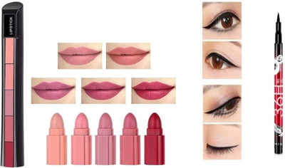 mkldsrh non transfer 5 in 1 lipstick with 36 h eyeliner for face(2 Items in the set)