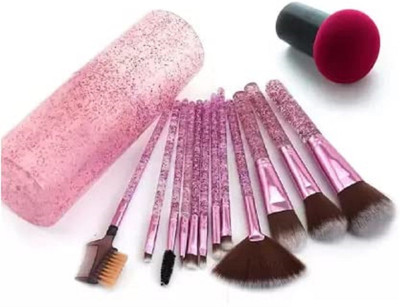 COLOR NEXT Makeup Brush 12 Pcs (pink)) With Box & Mushroom Sponge Puff - Multicolor(13 Items in the set)