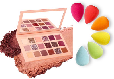 Mehaay cosmetics 18 Color Eyeshadow Pallete , Sponge 5(6 Items in the set)