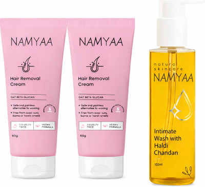 Namyaa Intimate Hygiene Care Set-Hair Removing Cream 120gm & Haldi Chandan Hygiene Wash 100ml(3 Items in the set)