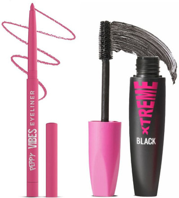 Glam21 Peppy Vibes Matte Smooth Eyeliner -Flamingo,0.4gm & Xtreme Mascara|Waterproof Volumizing-Black,10ml|Combo(2 Items in the set)