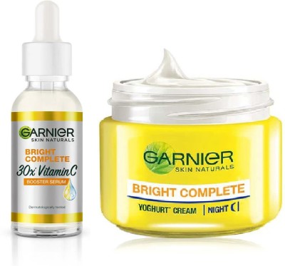GARNIER Bright Complete Vitamin C Serum-15ml + Yoghurt Night Cream-40g(2 Items in the set)