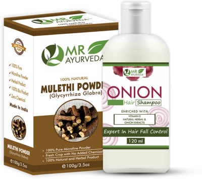 MR Ayurveda Onion Shampoo and Mulethi Powder - Pack of 2(2 Items in the set)